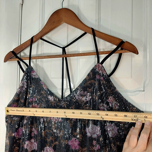 NWT Xhilaration Strappy Sequined Black Floral Mesh Cocktail Party Dress Sz M - Picture 10 of 14